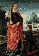 Domenico Ghirlandaio, St Barbara Crushing her Infidel Father, with a Kneeling Donor